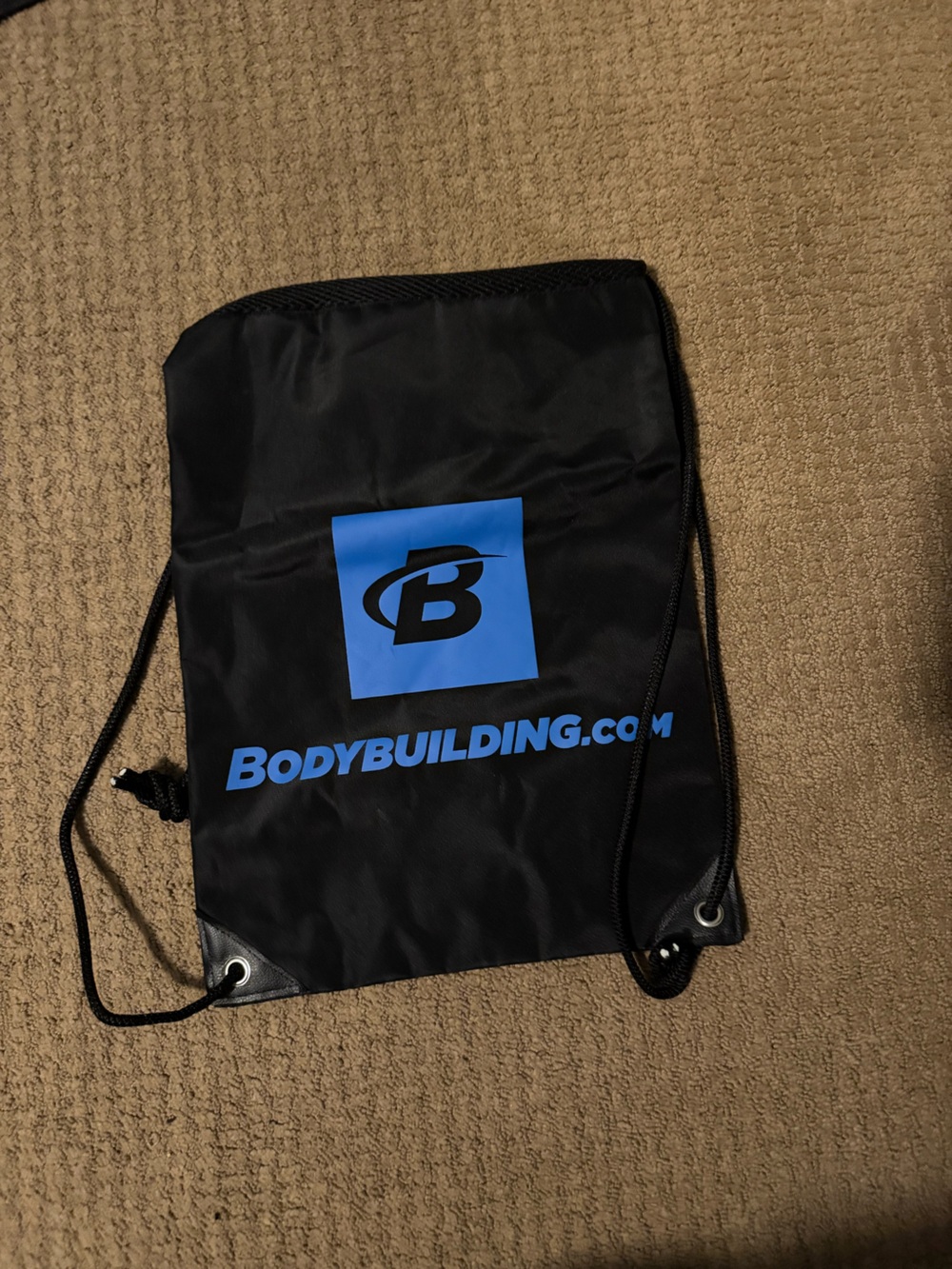 Bodybuilding.com Black & Blue Drawstring Mesh Bag
